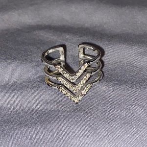 Stacked Silver V Ring